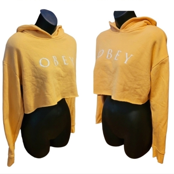 Obey Crop Hoodie Sz M - Picture 3 of 7